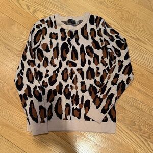 Tahari Brown and Cream Animal Print Sweater